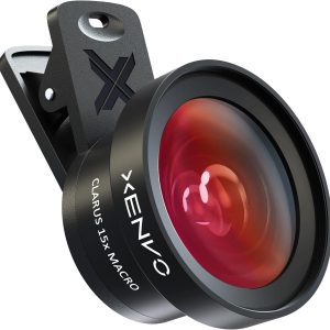 Pro Lens Kit for iPhone and Android, Macro and Wide Angle Lens with LED Light and Travel Case Black